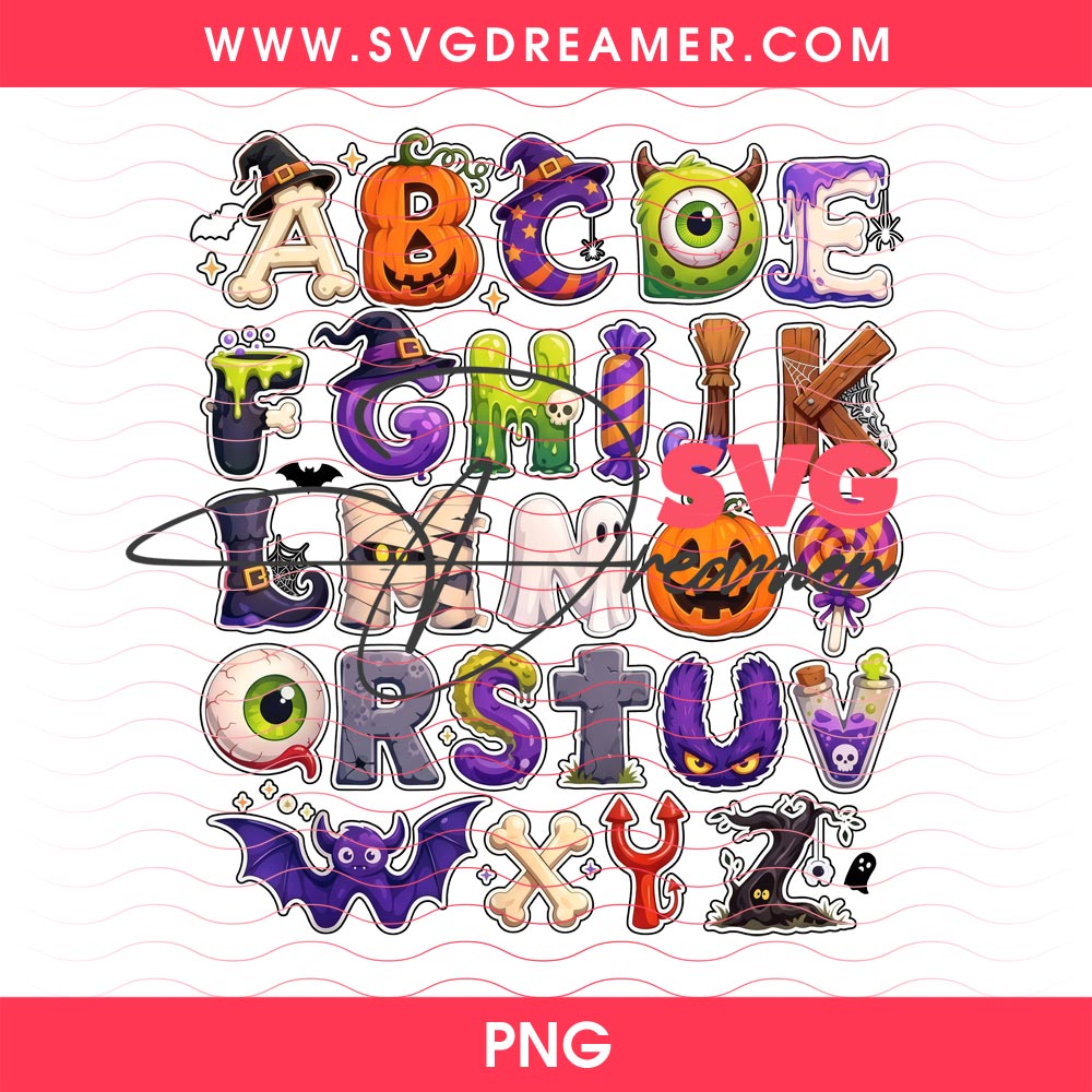 Halloween Alphabet Clipart PNG, Cute Spooky Alphabet Letters Set PNG Design 2 Halloween Alphabet Clipart PNG, Cute Spooky Alphabet Letters Set PNG Design
