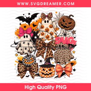 Horror Characters Halloween 2026 PNG Bundle, Horror Killers Bundle PNG 42 Halloween Boo Clipart PNG, Cute Ghost Pumpkin Coquette PNG, Leopard Print Bow PNG Design