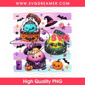 Spooky Pastel Dumplings Halloween PNG, Cute Dumplings Witch PNG