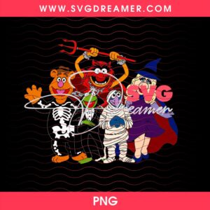 Halloween Muppet Shirt Design PNG, Muppet Halloween PNG, Spooky Characters PNG