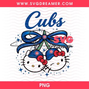 Hello Kitty Coquette Chicago Cubs PNG, Couple Hello Kitty Chicago Cubs Baseball PNG