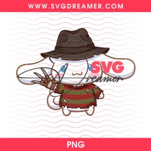Horror Cinnamoroll Freddy Krueger PNG, Sanrio Halloween Slashers 2026 PNG, Horror Cartoon Cinnamoroll Killer Shirt Design PNG