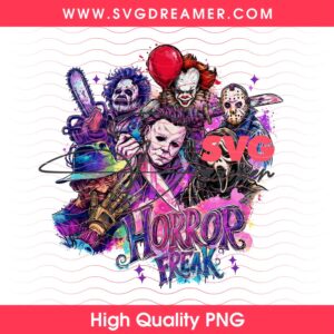 Horror Freak PNG, Halloween Horror Killers Movie PNG, Horror Friends 2027 Design PNG
