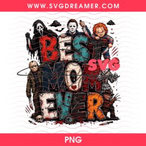 Horror Friends Best Mom Ever PNG, Mom Halloween Horror Slashers PNG