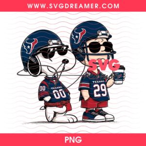 Houston Texans Snoopy And Charlie Brown PNG, NFL Texans Team Peanuts Cartoon PNG