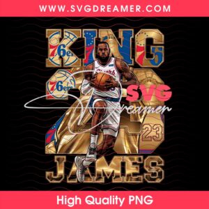King 23 James 76ers Basketball PNG, Lebron James Halftone Design PNG