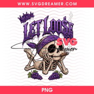 Let Loose PNG, Gangster Skull With Bandana And Cigar By 187 Ent PNG