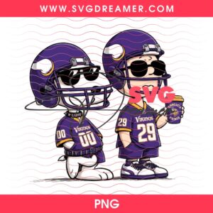 Minnesota Vikings Snoopy And Charlie Brown PNG, NFL Vikings Team Peanuts Cartoon PNG