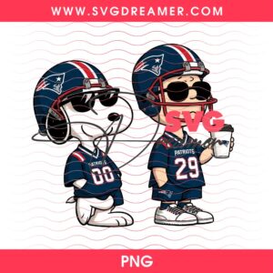 New England Patriots Snoopy And Charlie Brown PNG, NFL Patriots Team Peanuts Cartoon PNG