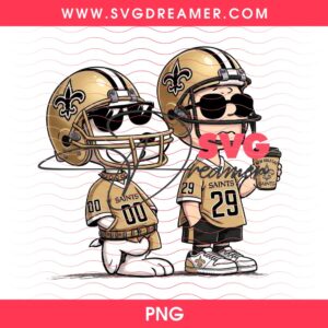 New Orleans Saints Snoopy And Charlie Brown PNG, NFL Saints Team Peanuts Cartoon PNG