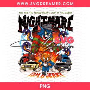 Nightmare Horror Freddy Tom And Jerry PNG, Horror Cartoon Halloween Shirt Design PNG