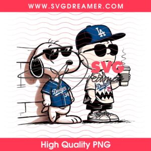 Peanuts Snoopy And Charlie Brown Los Angeles Dodgers Baseball Player PNG