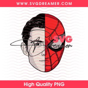 Peter Parker Spider-Man PNG, Half Face Superhero Portrait Spider Man PNG Design