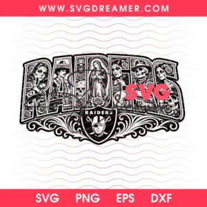 Raiders Chicano Heritage SVG PNG, Raiders Mexican Folk Art SVG PNG, Raiders Dia de los Muertos SVG