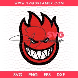 Red Fire Monster with Sharp Teeth SVG PNG