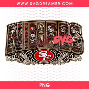 San Francisco 49ers Niners Chicano PNG, SF 49ers Niners Day of the Dead Sugar Skull Graphic PNG