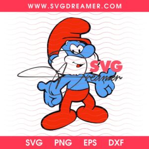 Smurf Clipart SVG PNG, Blue Cartoon Character Red Hat Smurf PNG SVG