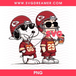 Snoopy And Charlie Brown Kansas City Chiefs PNG, NFL Chiefs Team Peanuts Cartoon PNG