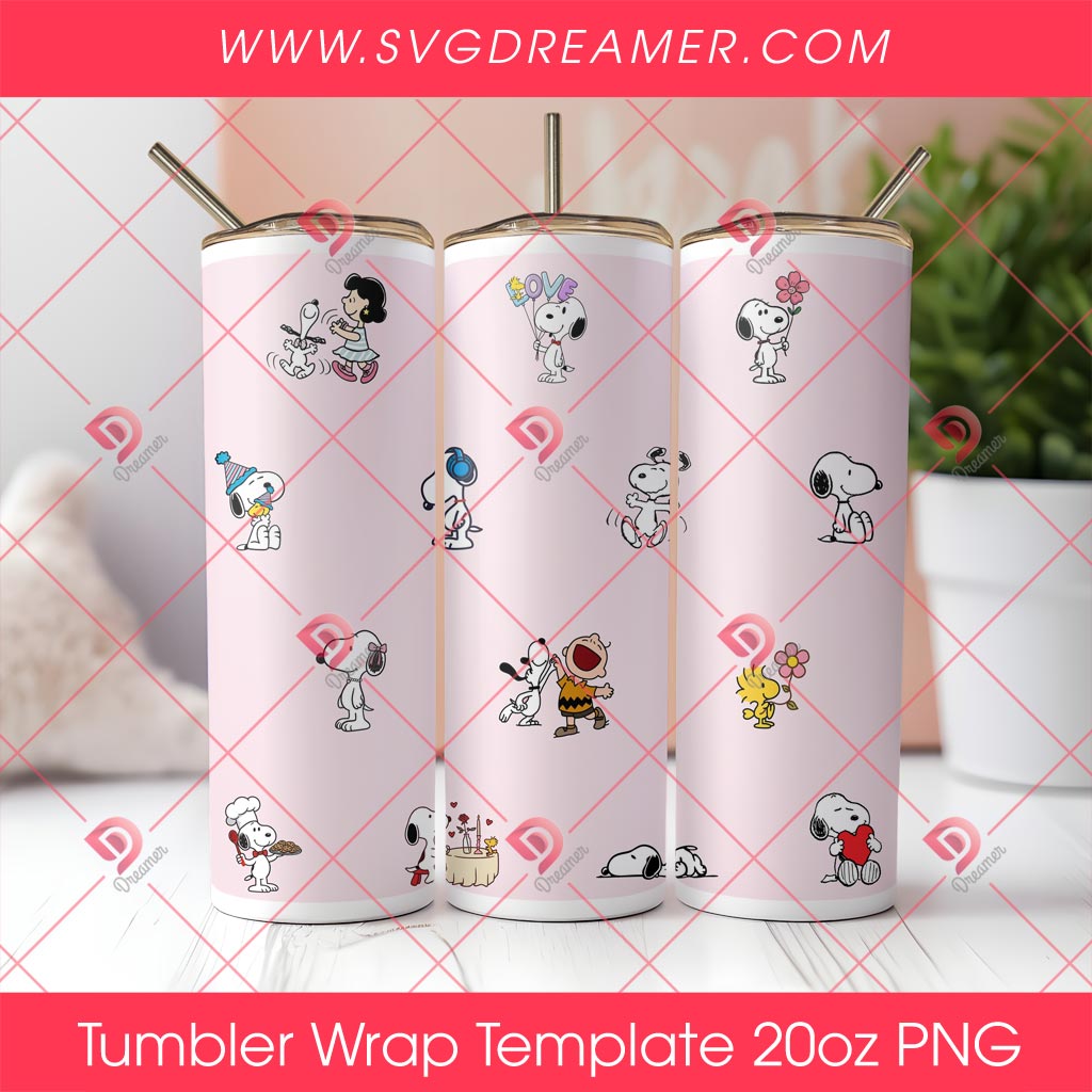 Snoopy Tumbler Wrap 20oz PNG 4 Snoopy Tumbler Wrap 20oz PNG
