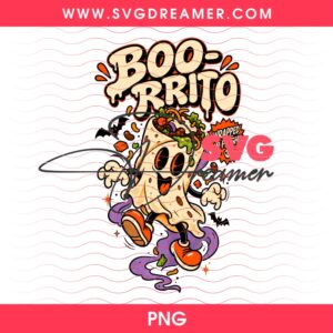 Spooky Halloween Boo-Rrito PNG, Ghost Burrito Halloween Clipart PNG, Funny Mexican Food Halloween Design PNG