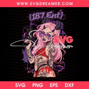 Tattooed Devil Girl SVG PNG, Cyberpunk Succubus SVG PNG