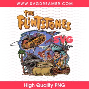 The Flintstones PNG, Stone Age PNG Design, Vintage Cartoon PNG File