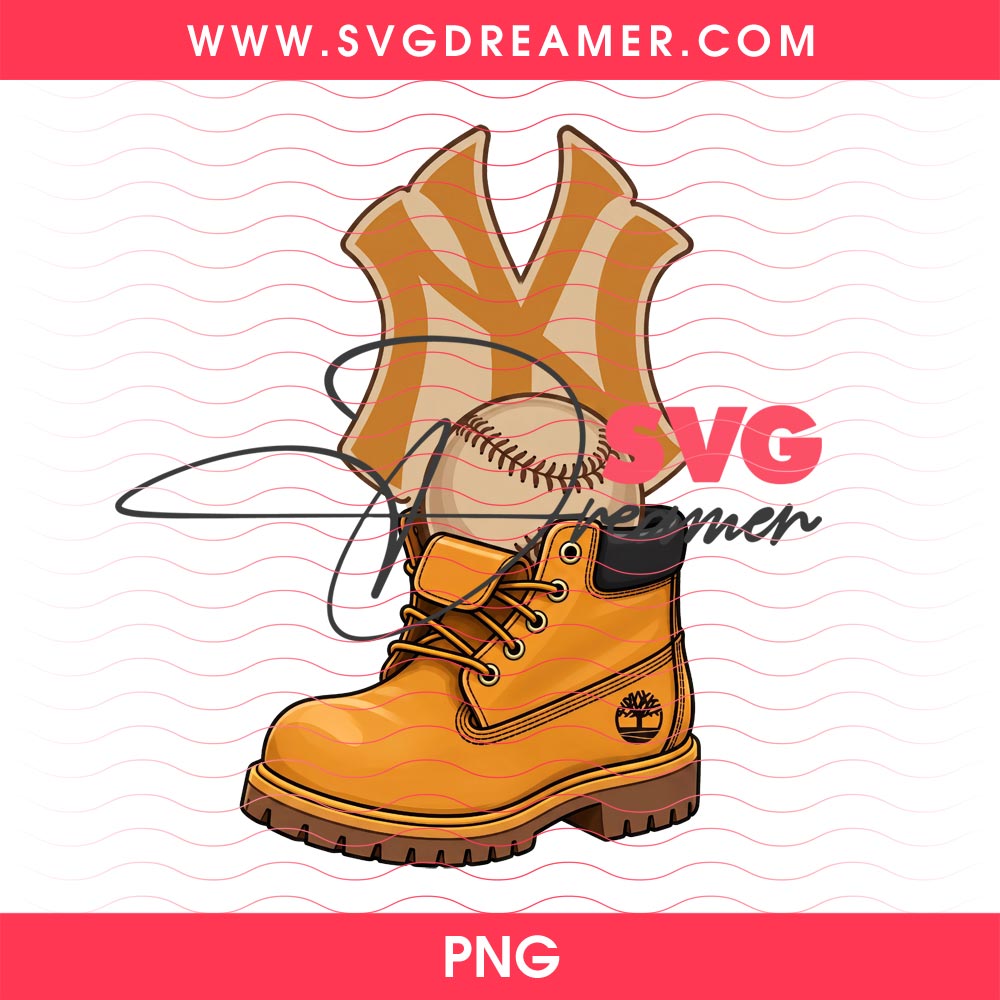 Timberland New York Yankees Baseball Boot PNG Design 3 Timberland New York Yankees Baseball Boot PNG Design 3