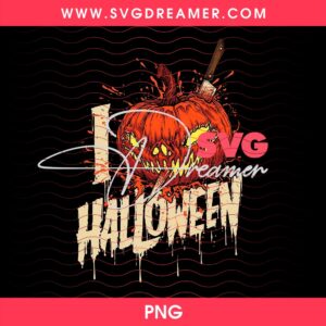 Vintage Horror I Love Halloween Shirt Design PNG, Evil Pumpkin Sublimation PNG