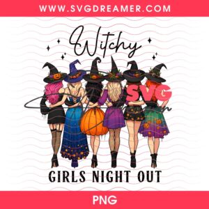 Witchy Girls Night Out PNG, Halloween Witches Shirt Design PNG