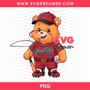 Arizona Diamondbacks Care Bear PNG, Cartoon MLB Arizona Diamondbacks Team PNG