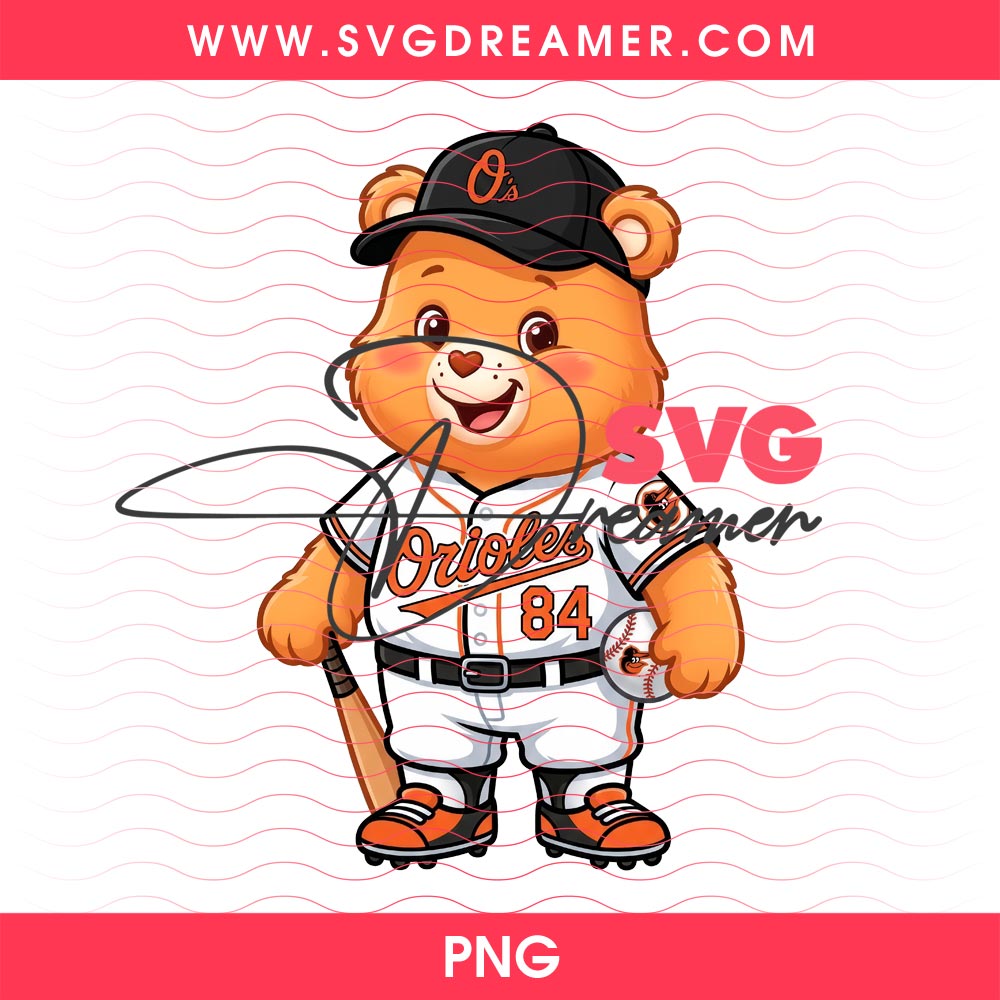 Baltimore Orioles Baseball Care Bear PNG, Cartoon MLB Orioles PNG Design 2 Baltimore Orioles Baseball Care Bear PNG, Cartoon MLB Orioles PNG Design