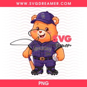 Care Bear Colorado Rockies PNG, Cartoon Care Bears Baseball Rockies Team PNG