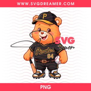 Care Bear Pittsburgh Pirates PNG, Pirates MLB Baseball Cartoon Bear Player PNG