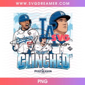 Clinched LA Dodgers PNG File, Shouhei Ohtani Los Angeles Baseball PNG, MLB Postseason Dodgers 2026 PNG