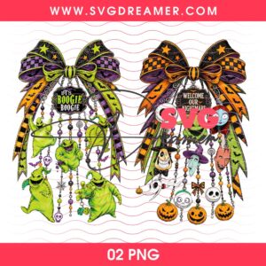 Coquette Charm Welcome To Our Nightmare PNG Design, Retro Halloween Spooky Characters PNG