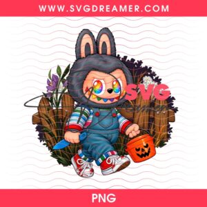 Cute Labubu Chucky PNG, Cartoon Monster Labubu Horror Killer Halloween PNG