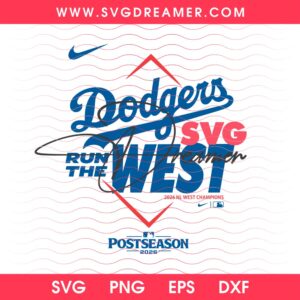 Dodgers Run The West Champions 2026 SVG PNG, MLB Postseason 2026 LA Dodgers SVG PNG 1