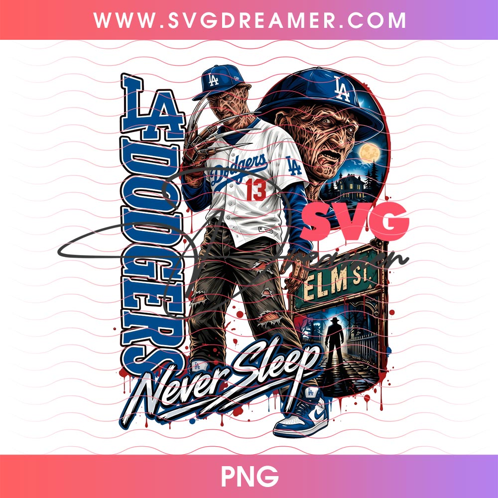 Freddy Krueger LA Dodgers Never Sleep PNG Design, Horror Killer Baseball Dodgers 2026 PNG 2 Freddy Krueger LA Dodgers Never Sleep PNG Design, Horror Killer Baseball Dodgers 2026 PNG