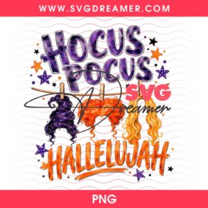 Hocus Pocus Hallelujah PNG Design, Sanderson Sisters Wigs Halloween PNG, Girly Preppy Witch Fall PNG
