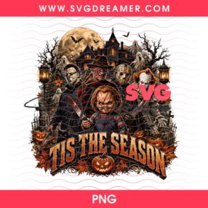Horror Friends Tis The Season PNG Design, Halloween 2026 Horror Killers Shirt Design PNG File