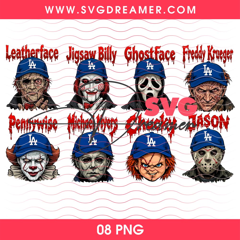 Horror Killers Face LA Dodgers Baseball Bundle PNG, Michael Myers Jason Voorhees Chucky Dodgers PNG 1 Horror Killers Face LA Dodgers Baseball Bundle PNG, Michael Myers Jason Voorhees Chucky Dodgers PNG
