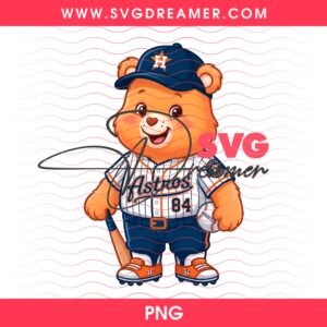 Houston Astros Baseball Care Bear PNG, Cartoon MLB Astros Team PNG Design