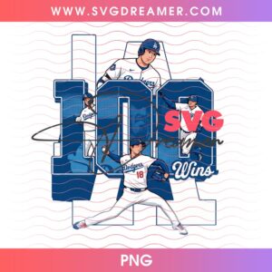 LA Dodgers 100 Wins Anime Cartoon Style Graphic Design PNG, Los Angeles Baseball Shirt Design PNG
