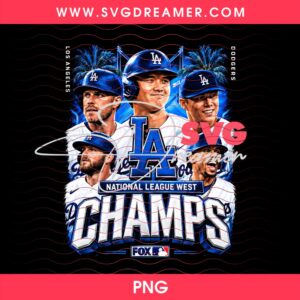 LA Dodgers National League West Champs PNG Halftone Design For Black Shirt