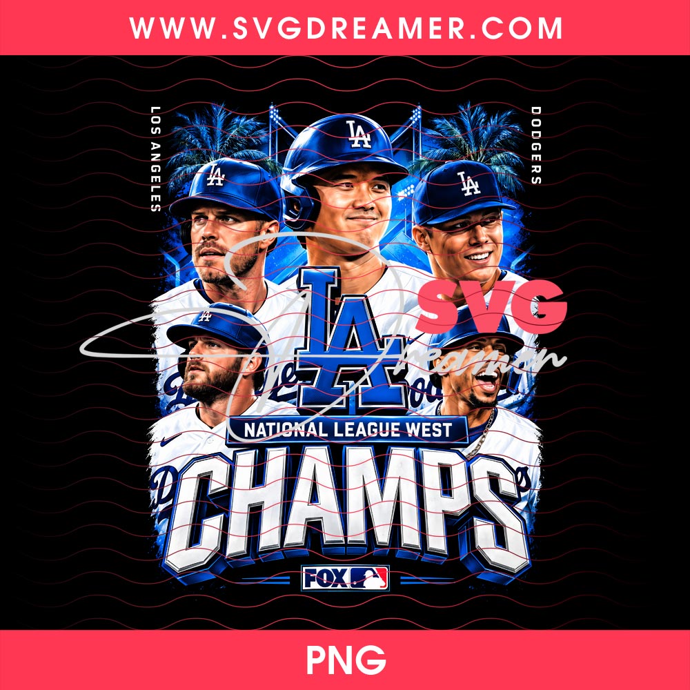 LA Dodgers National League West Champs PNG Halftone Design For Black Shirt 2 LA Dodgers National League West Champs PNG Halftone Design For Black Shirt