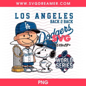 Los Angeles Dodgers Back 2 Back Charlie Brown And Snoopy PNG, Peanuts LA Dodgers World Series PNG