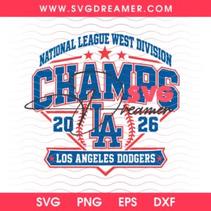 Los Angeles Dodgers Champs 2026 National League West Division Baseball Clipart SVG 2