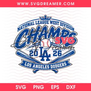 Los Angeles Dodgers Champs 2026 National League West Division Baseball PNG SVG