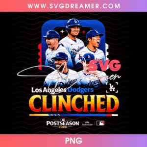 Los Angeles Dodgers Clinched MLB Postseason 2026 PNG, LA Dodgers Baseball Team Shirt Design PNG