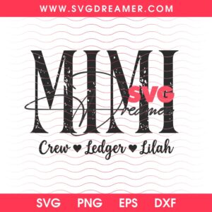MIMI Crew Ledger Lilah Monogram SVG PNG, Personalized Family Name Design SVG PNG